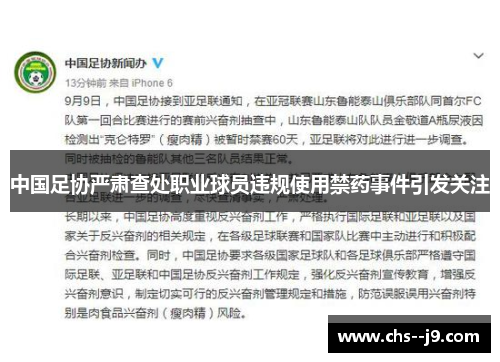 中国足协严肃查处职业球员违规使用禁药事件引发关注 中国足协严肃查处职业球员违规使用禁药事件引发关注